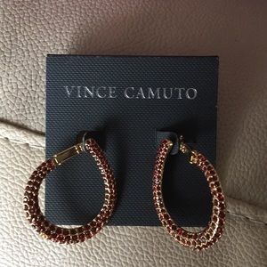 New Vince Camuto Ruby & Gold Interesting Hoops